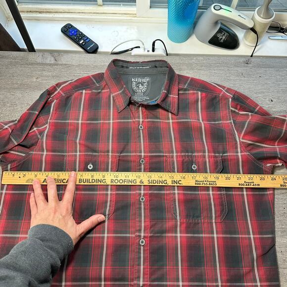 Kuhl Response Eluxur Long Sleeve Button Down Plaid Shirt Red Black Large - Picture 10 of 13